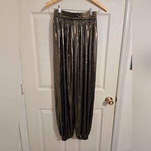 Zara Gold Metallic Lightweight Party Pants Size Small